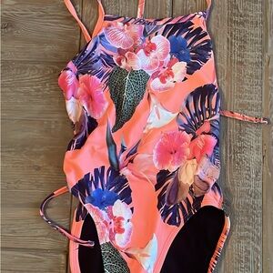 Floral Kids Swimwear in Vibrant Orange